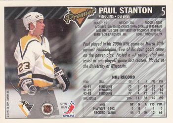 1993-94 Topps Premier - Gold #5 Paul Stanton Back