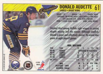 1993-94 Topps Premier - Gold #61 Donald Audette Back