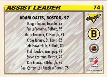 1993-94 Topps Premier - Gold #74 Adam Oates Back