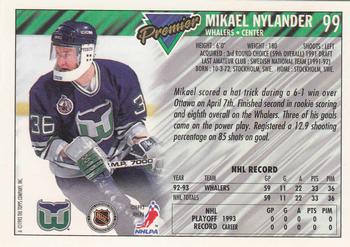 1993-94 Topps Premier - Gold #99 Mikael Nylander Back