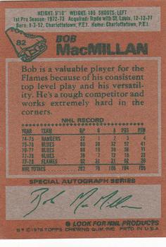 1978-79 Topps #82 Bob MacMillan Back