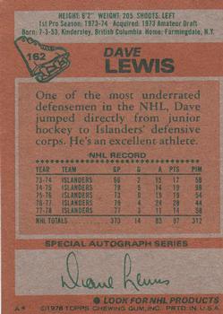 1978-79 Topps #162 Dave Lewis Back