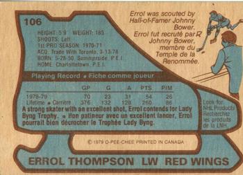 1979-80 O-Pee-Chee #106 Errol Thompson Back