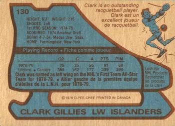 1979-80 O-Pee-Chee #130 Clark Gillies Back