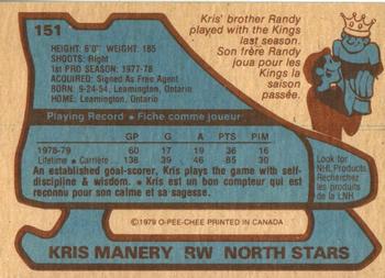 1979-80 O-Pee-Chee #151 Kris Manery Back