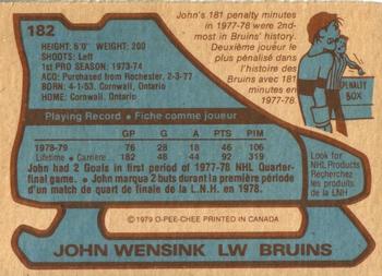 1979-80 O-Pee-Chee #182 John Wensink Back