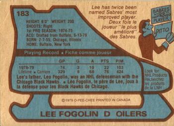 1979-80 O-Pee-Chee #183 Lee Fogolin Back