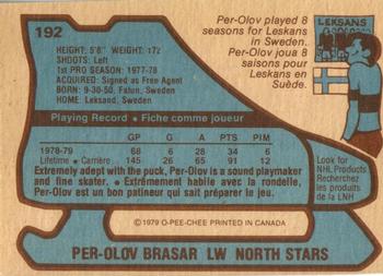 1979-80 O-Pee-Chee #192 Per-Olov Brasar Back