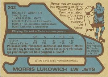 1979-80 O-Pee-Chee #202 Morris Lukowich Back