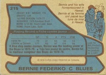 1979-80 O-Pee-Chee #215 Bernie Federko Back