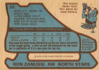 1979-80 O-Pee-Chee #22 Ron Zanussi Back