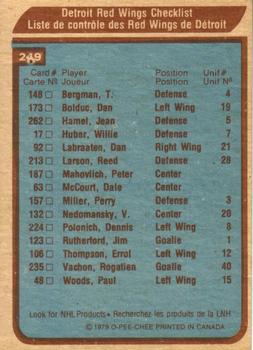 1979-80 O-Pee-Chee #249 Detroit Red Wings Back