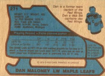 1979-80 O-Pee-Chee #271 Dan Maloney Back