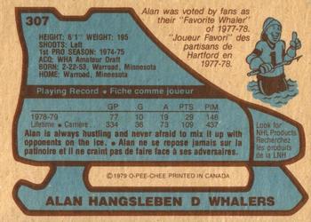 1979-80 O-Pee-Chee #307 Alan Hangsleben Back