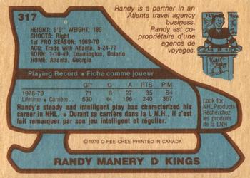 1979-80 O-Pee-Chee #317 Randy Manery Back