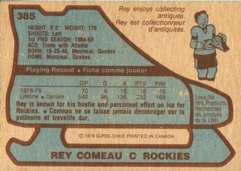 1979-80 O-Pee-Chee #385 Rey Comeau Back