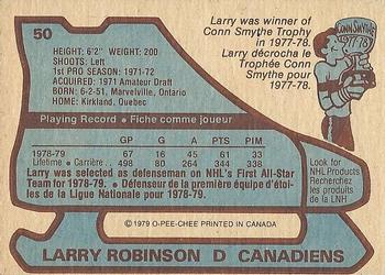 1979-80 O-Pee-Chee #50 Larry Robinson Back