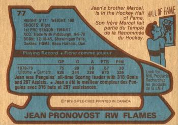 1979-80 O-Pee-Chee #77 Jean Pronovost Back
