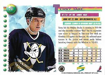 1994-95 Score - Gold Line #93 Terry Yake Back
