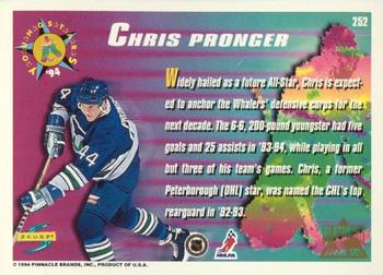 1994-95 Score - Platinum #252 Chris Pronger Back