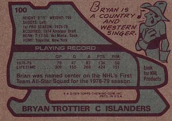 1979-80 Topps #100 Bryan Trottier Back