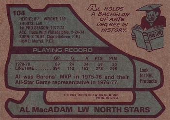 1979-80 Topps #104 Al MacAdam Back