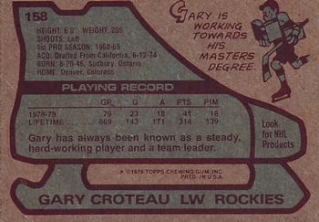 1979-80 Topps #158 Gary Croteau Back