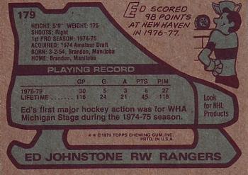 1979-80 Topps #179 Ed Johnstone Back