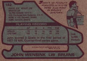 1979-80 Topps #182 John Wensink Back