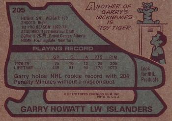 1979-80 Topps #205 Garry Howatt Back