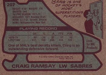 1979-80 Topps #207 Craig Ramsay Back