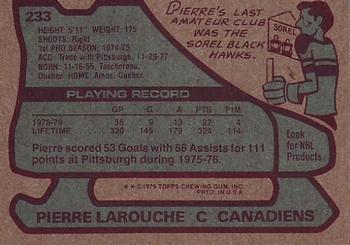 1979-80 Topps #233 Pierre Larouche Back