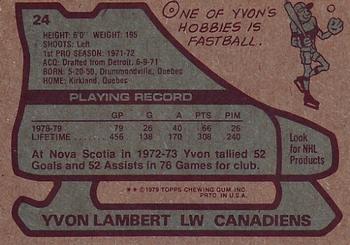 1979-80 Topps #24 Yvon Lambert Back
