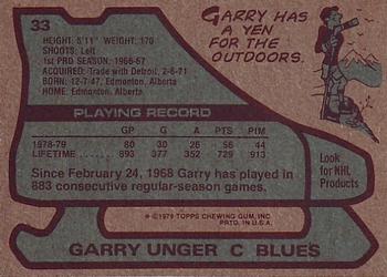 1979-80 Topps #33 Garry Unger Back