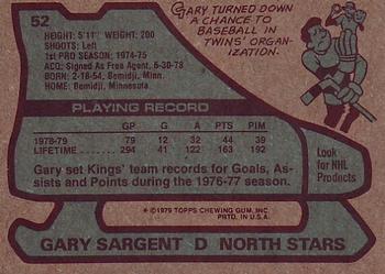 1979-80 Topps #52 Gary Sargent Back