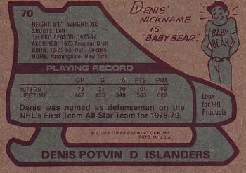 1979-80 Topps #70 Denis Potvin Back