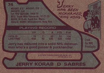 1979-80 Topps #74 Jerry Korab Back