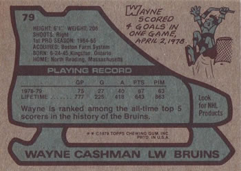 1979-80 Topps #79 Wayne Cashman Back
