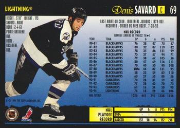 1994-95 Topps Premier - Special Effects #69 Denis Savard Back
