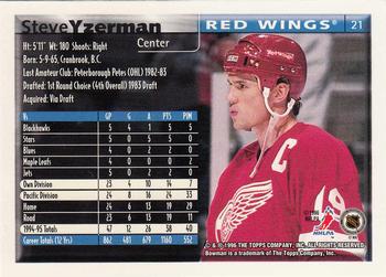 1995-96 Bowman - Foil #21 Steve Yzerman Back