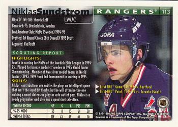 1995-96 Bowman - Foil #113 Niklas Sundstrom Back