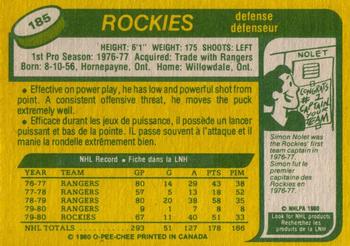 1980-81 O-Pee-Chee #185 Mike McEwen Back