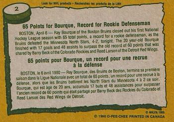 1980-81 O-Pee-Chee #2 Ray Bourque Back