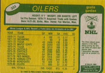 1980-81 O-Pee-Chee #333 Ron Low Back