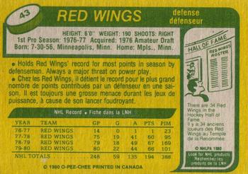 1980-81 O-Pee-Chee #43 Reed Larson Back
