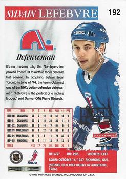 1995-96 Score - Black Ice #192 Sylvain Lefebvre Back