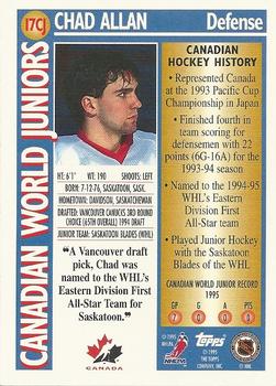 1995-96 Topps - Canadian World Juniors #17CJ Chad Allan Back