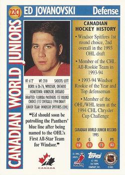 1995-96 Topps - Canadian World Juniors #22CJ Ed Jovanovski Back