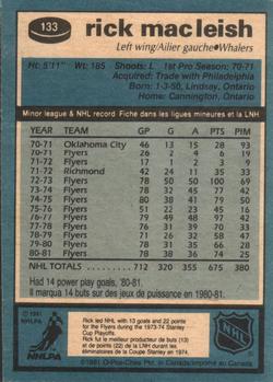 1981-82 O-Pee-Chee #133 Rick MacLeish Back