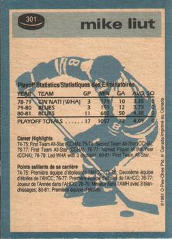 1981-82 O-Pee-Chee #301 Mike Liut Back